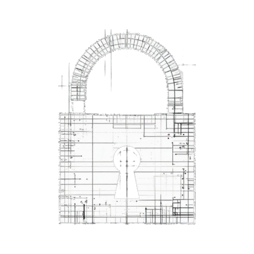 Transparent padlock icon with grid design